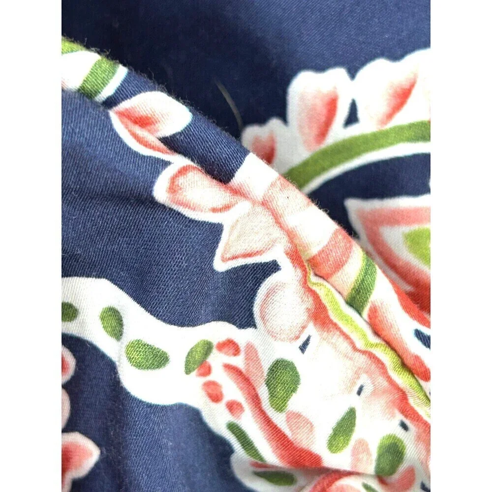 Lands End Home Blue Pink Paisley 400 Ct Supima Cotton Full Queen Duvet Cover T3